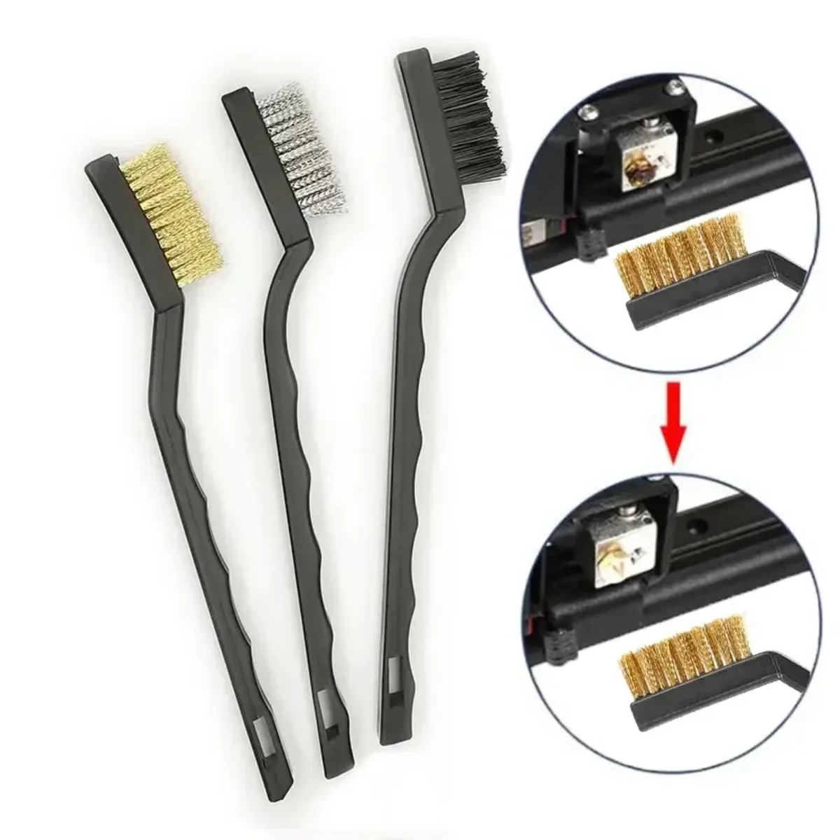 3-15pcs Wire Brush Set Rust Removal Curved Handle Brush Cleaning Welding Slag Uses For Industrial Scrubbing Brush