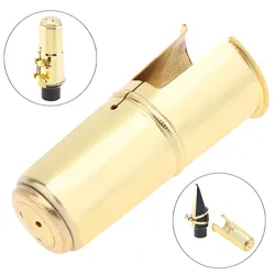 Alto Saxophone Mouthpiece Cap Brass Gold  Plated Protective Cap for Leather Sax Mouthpiece Metal Ligature Tools