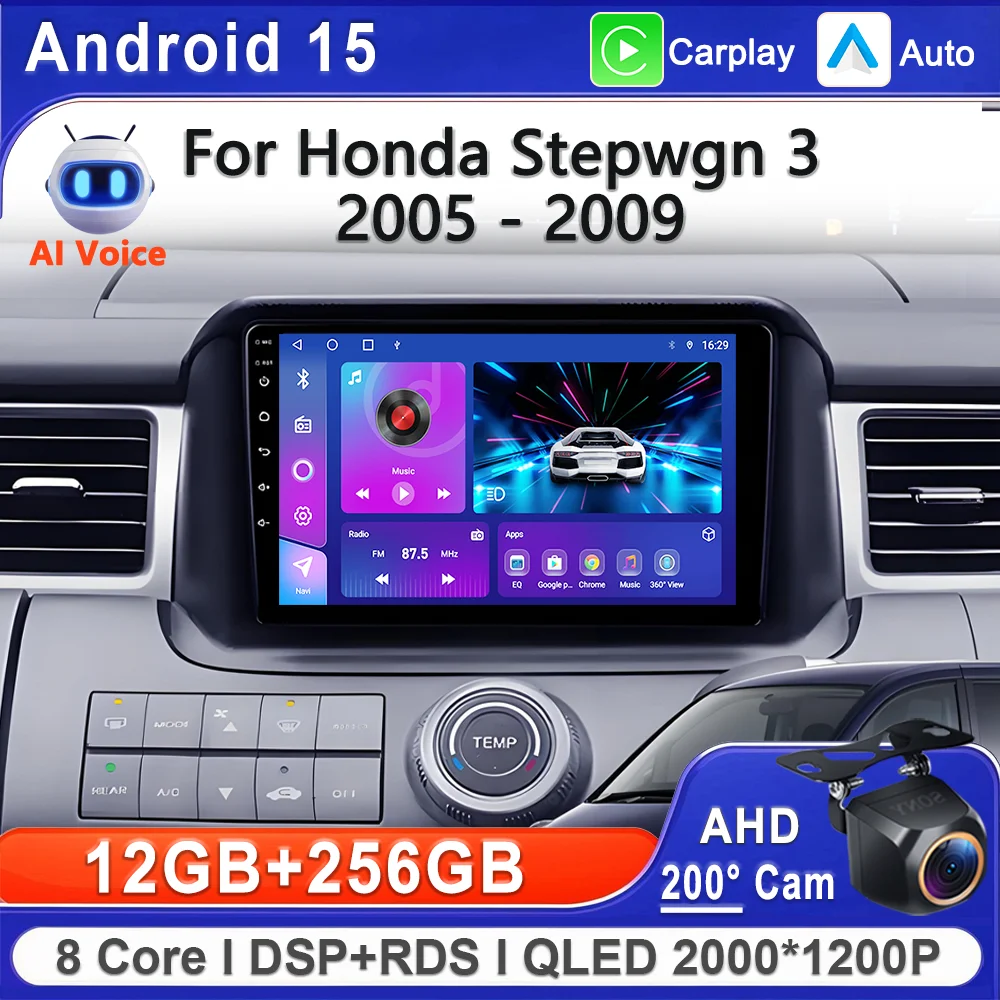 

Android 15 Car For Honda Stepwgn 3 2005 - 2009 Stereo Head Unit GPS Navigation High-performance CPU DVD Dash Cam Touch Screen 5G