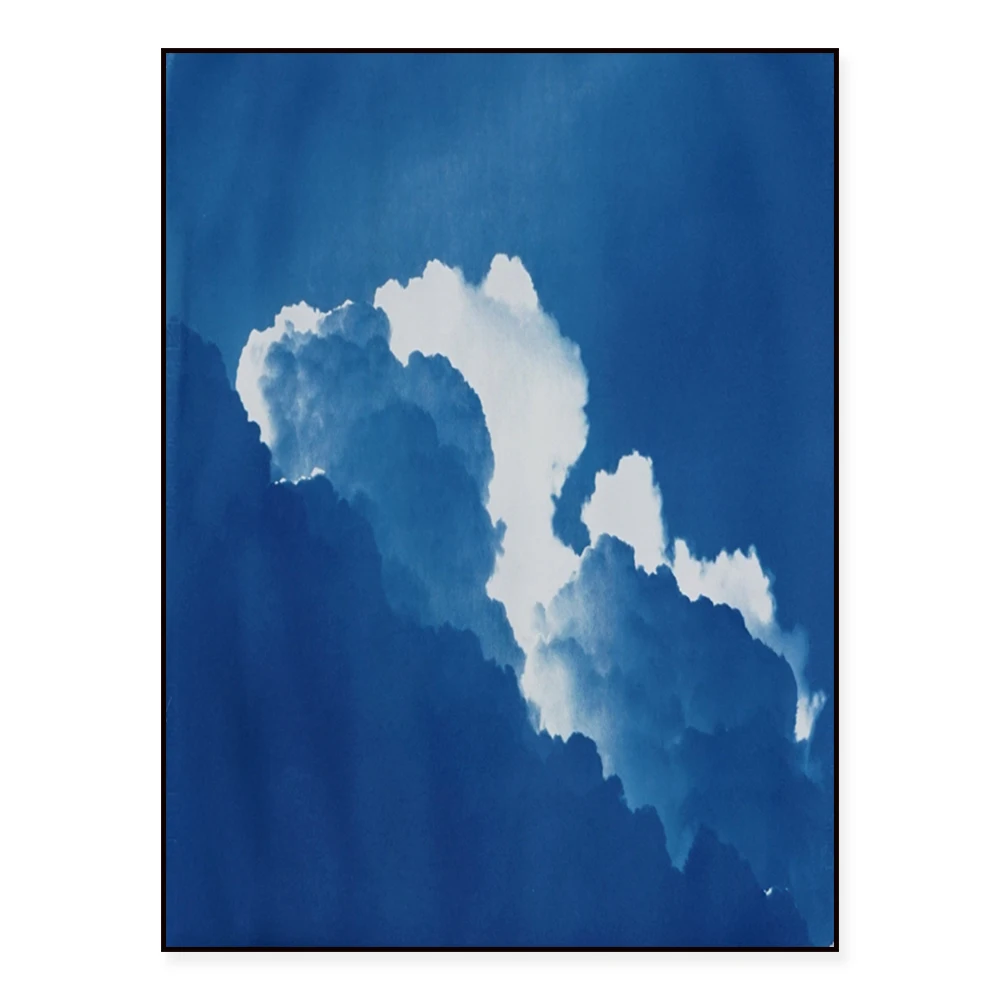Yves Klein Clouds, Cold Tones on Watercolor Paper, Large Clouds Painting, Clouds Art, Blue Sky Print,