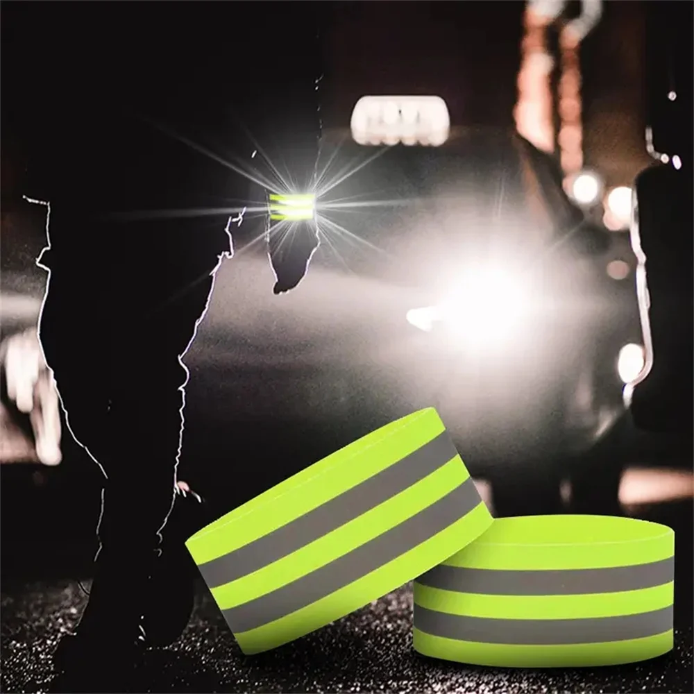 2PCS Running Reflective Arm Bands for Wrist Ankle Leg LED Reflector Armband Night Cycling Safety Light Tape Led Bracelet Strap