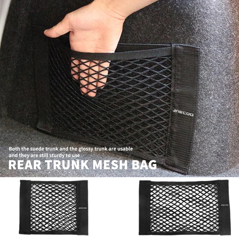 Car Back Rear Mesh Trunk Seat Elastic String Net Magic Sticker Auto Organizer Bag For JAECOO J8 J7 PHEV C9 2WD AWD