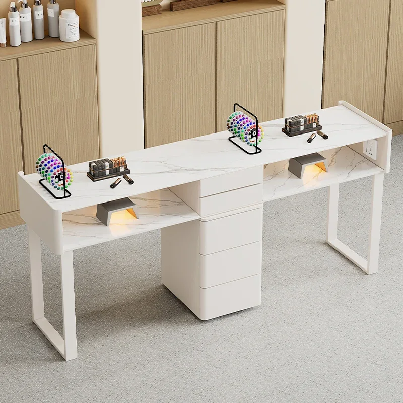 Simple Professional Beauty Salon Nail Tables Creative Storage Nail Desk Elegant Luxury Nageltisch Mit Absaugung Salon Furniture