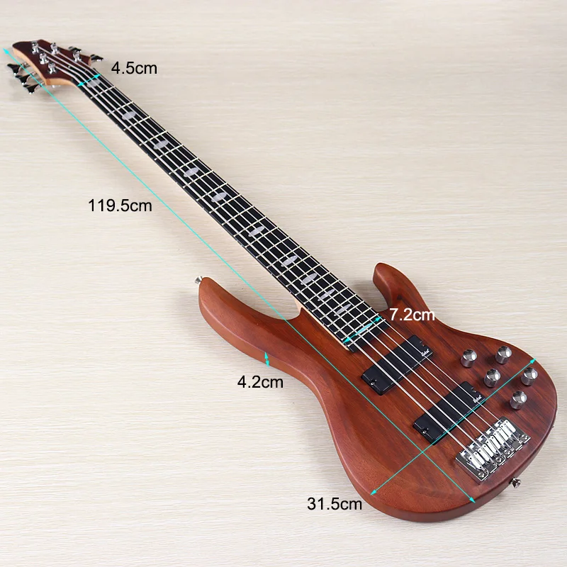 Attivo 5 corde basso elettrico 43 pollici Zebrawood Top Solid Okoume Wood Body Bass Guitar