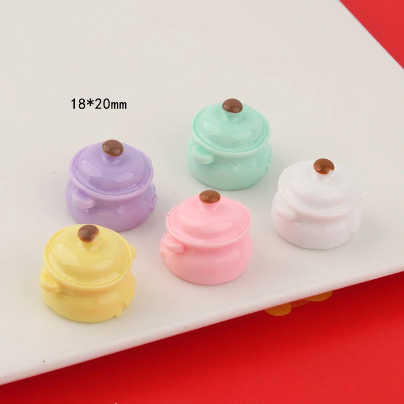 1pcs Simulation Mini Casserole Soup Pot Doll House Food Play Cream Glue Mobile Phone Shell Diy Handmade Resin Accessories