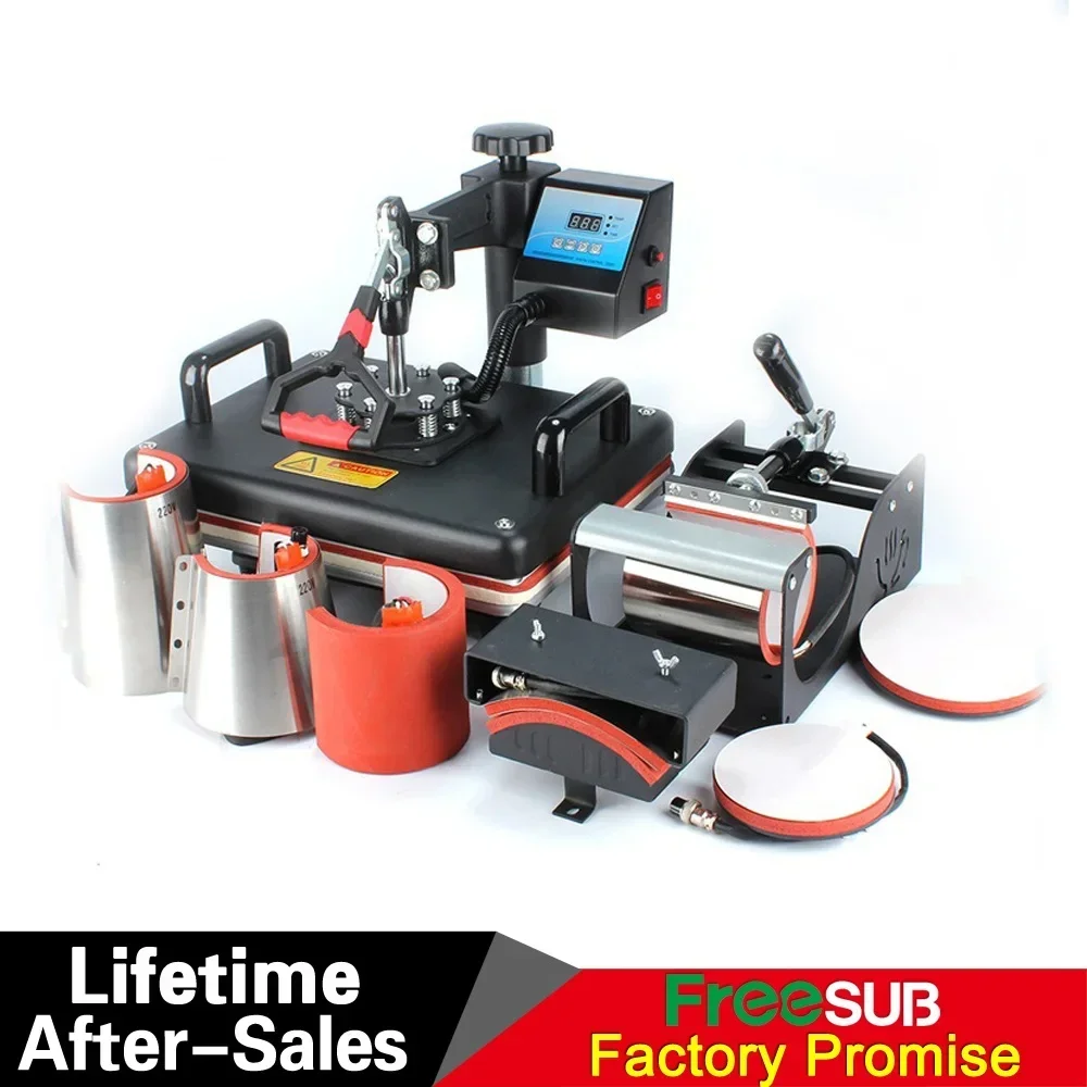 Freesub Easy to Operate 8 in 1 combo mug t-shirt cap heat press sublimation printing machines