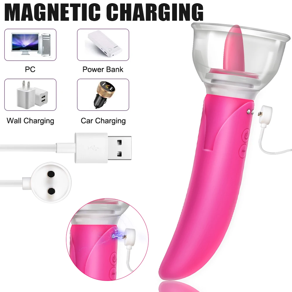 Vagina Breast Massage Clitoris  G-spot Vibrator Sex Toys for Women Dildo Vibrator Tongue Licking Pump Dual Head