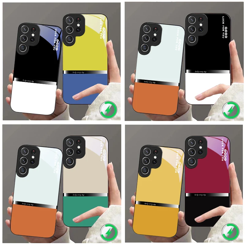 

Between black and white Suitable For Samsung Galaxy S25 Ultra S20 FE S21 S22+ S23 Plus S24 S26 Edge magnetism Glass Phone Casee