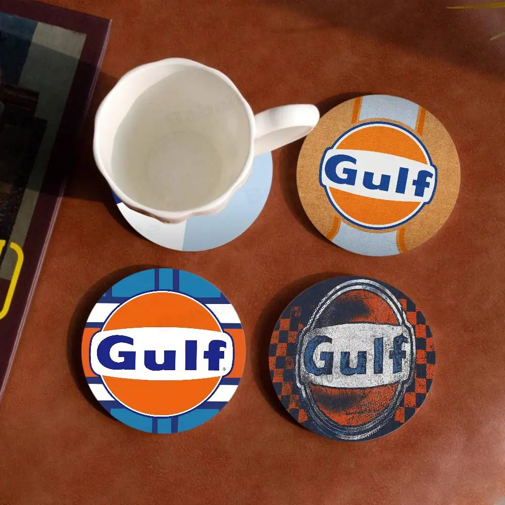 

Деревянная подставка для кружек с логотипом G-Gulfs Racing Car, цветная печать, декор для дома и офиса, подарки