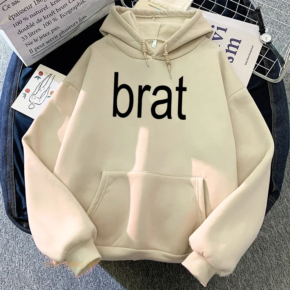 Charli XCX Brat-Sudadera con capucha para mujer, ropa de calle femenina de manga larga con estampado gráfico de álbum, colo