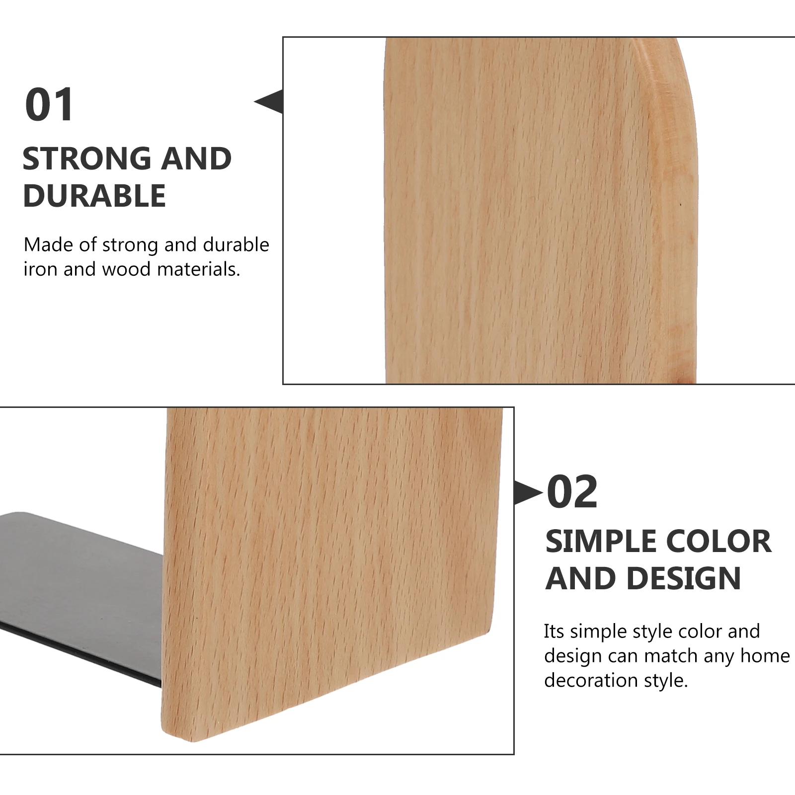 Wooden Bookend Rack for Reading Office Desk Desktop Stands Strong Iron Wood Material Storage Organization Books Files