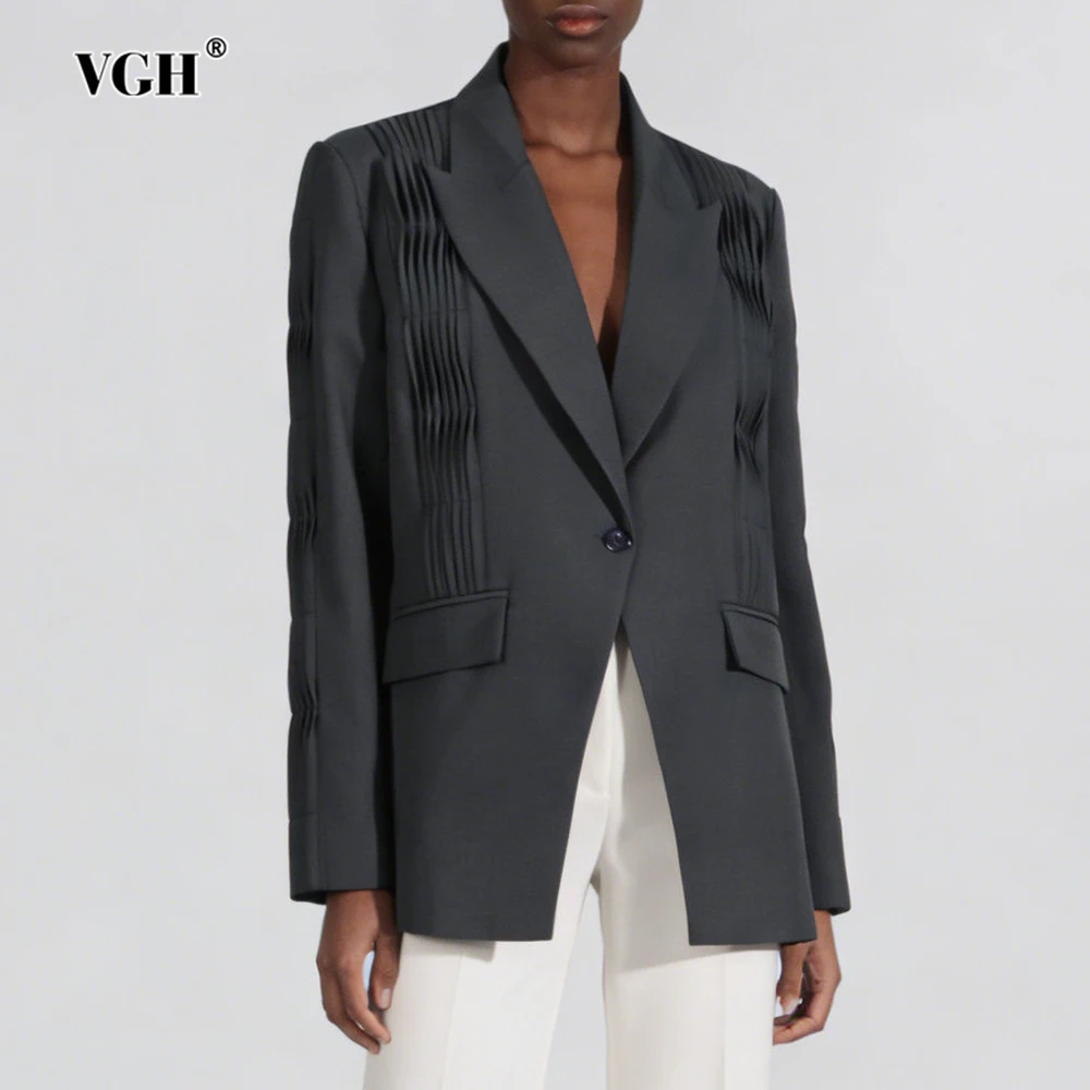 

Женский блейзер VGH Design Sense свободного кроя с V-образным вырезом, длинными рукавами, осенний, с драпировкой, элегантный, для вечеринок, модный