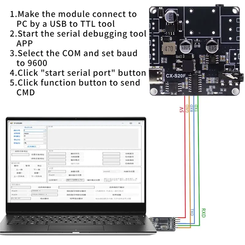 A92Z CX-S20F Standard Edition 20W MP3 Voice Broadcast Module MCU Control Trigger USB To TTL Serial Port Custom Audio Support