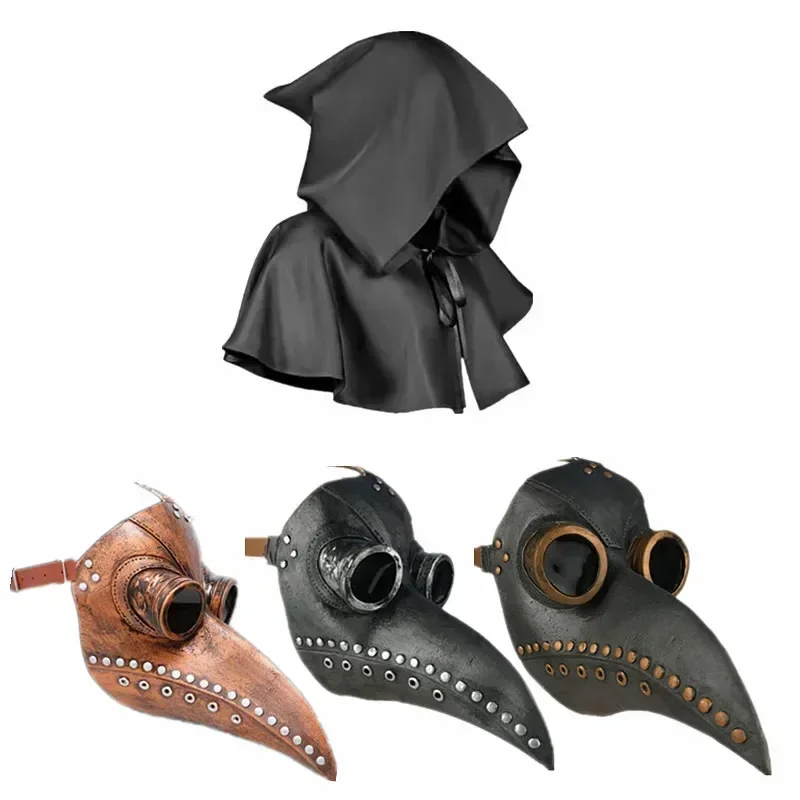 

Маска чумного доктора, плащ, костюм на Хэллоуин, модный жуткий игровой кожаный птичий клюв, маска для косплея, реквизит для фотосъемки в стиле стимпанк