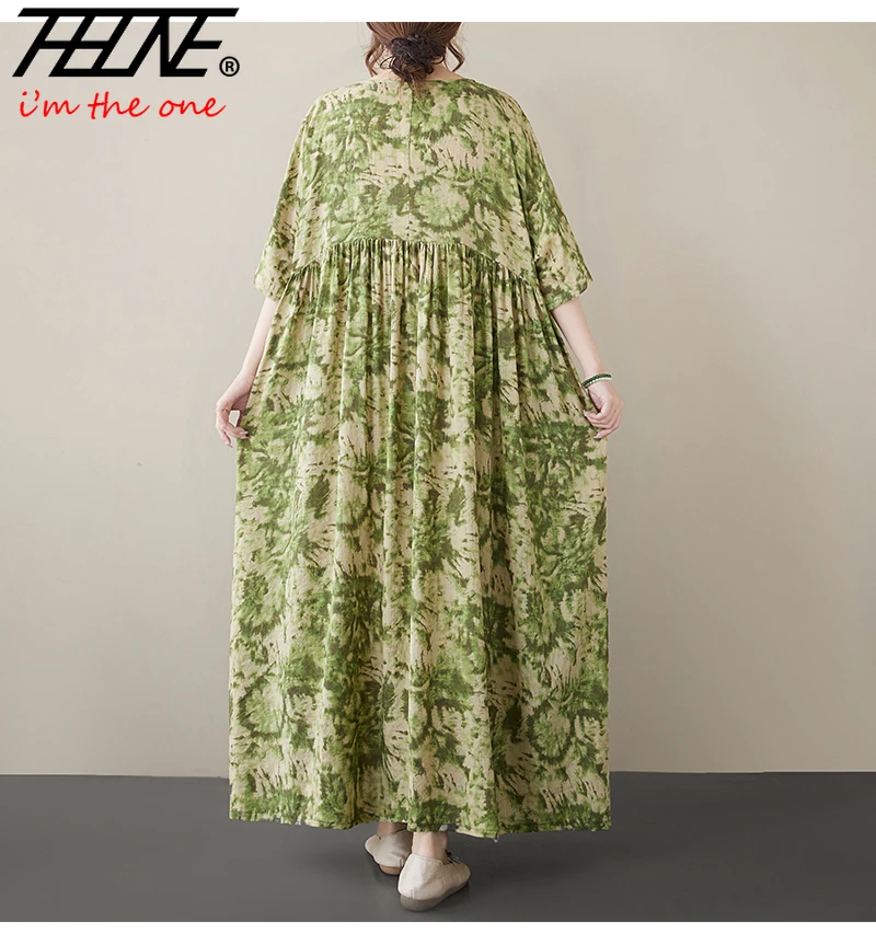 Plus Size Dress for Women Summer Floral Casual Beach Style allentato Vintage Vestidos Para Mujer Para Mujer Robe abiti oversize