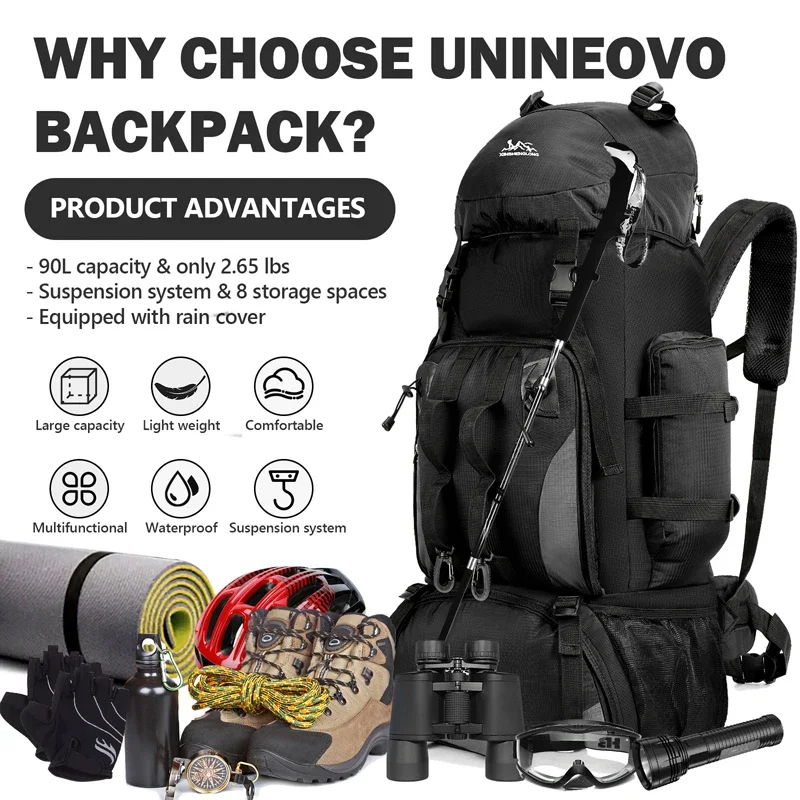 Large 90L Travel Backpack Mili - Outdoor Adventure And Travel 评论和价格