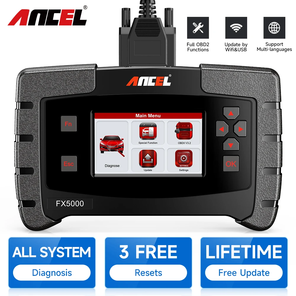 

Newest ANCEL FX5000 OBD2 Scanner All System Car Diagnostic Tool Oil Reset EPB Reset ABS Bleeding Lifetime Free Update