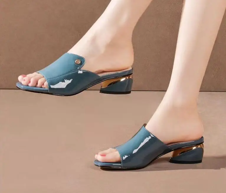 Fashion Sexy Pu Soft Leather Female Flipflop Slippers Summer Heels Slides Shoes For Girls Comfortable Slippers Woman