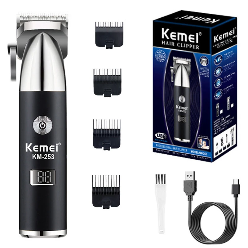 Kemei 253 Rechargeable Barber Hair Trimmer For Men Electric Professional Beard Hair Clipper Cord/Cordless Hair Cutting Machine