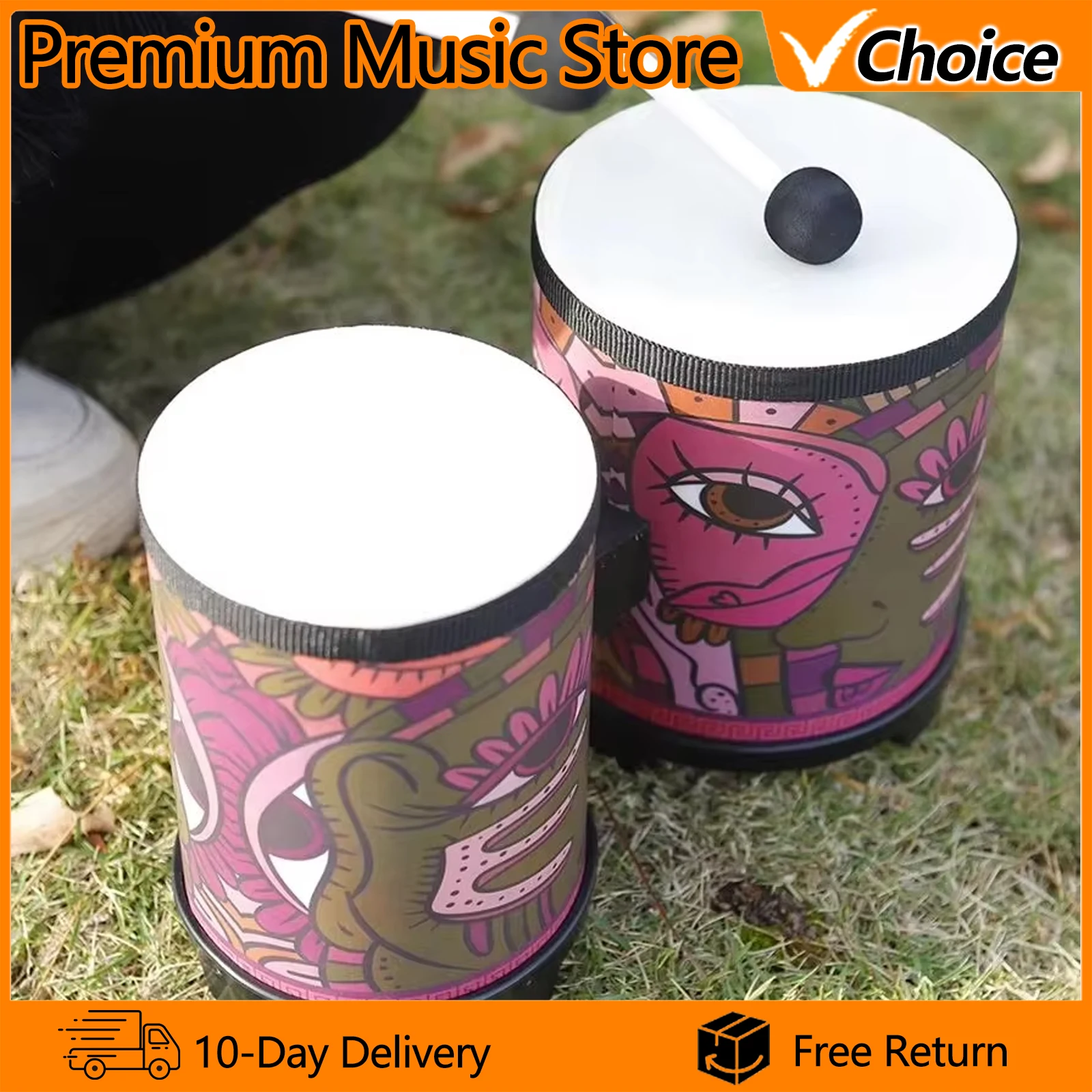 Wooden Bongos Drum Indian Decal Double Drums Percussion Musical Instruments Kids Early Learning Educational Toys With Drumsticks