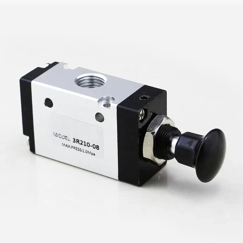 3R210-08 Truck Valve 3/2 Way Manual Control On/Off G1/4 Pneumatic Manual Valve, Pull Push Air Valve, Manual Brake