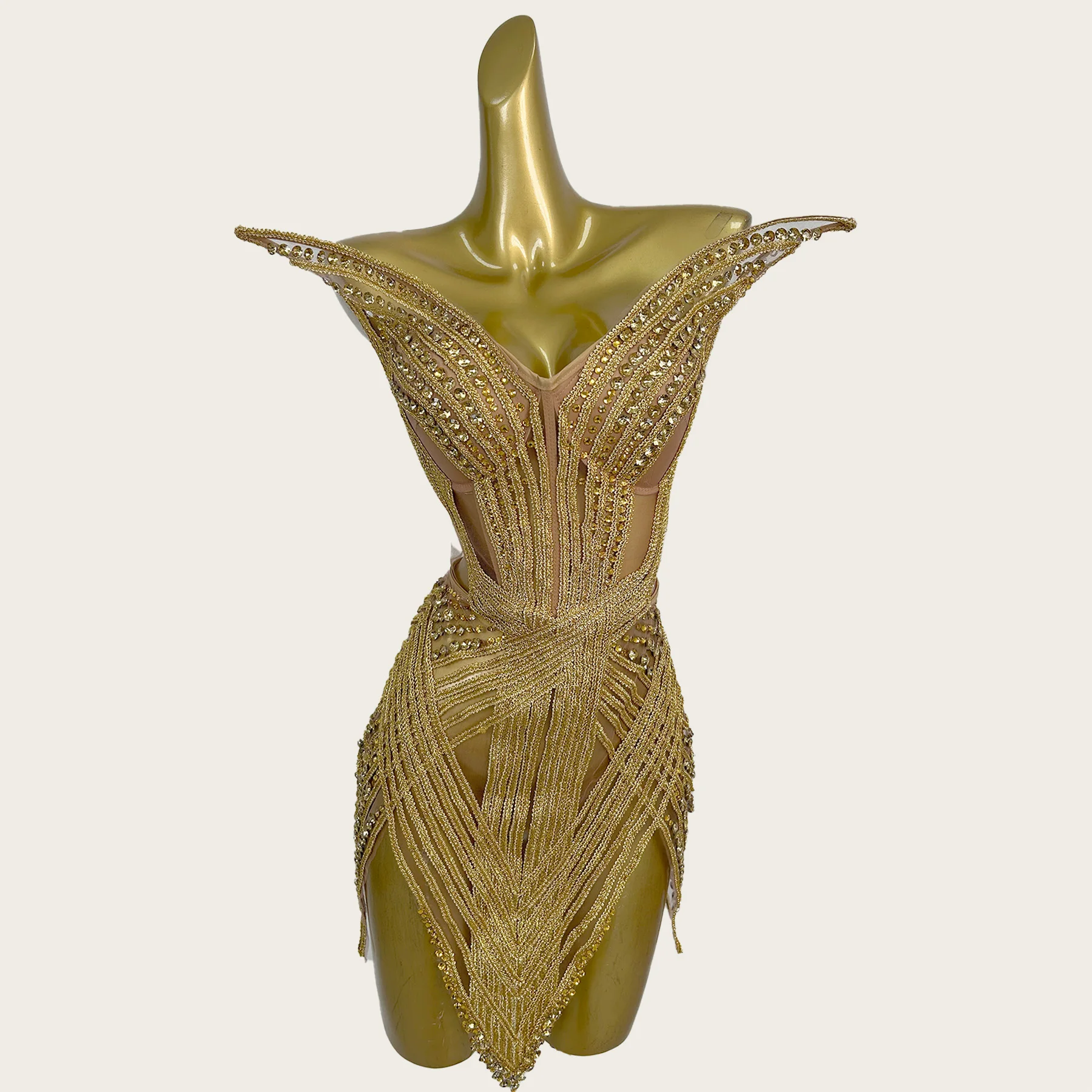 

Festival Celebrate Sequins Sparkly Asymmetrical Mini Dress See Through Mesh Dress Night Club Sexy Showgirl Bar Dance Outfit Laba