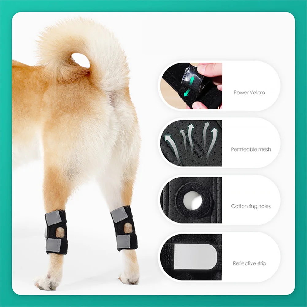 Dog Leg Braces Adjustable Dog Rear Leg Hock Brace Canine Hind Leg Hock Joint Compression Wrap For Dog Recovery Protection Injury