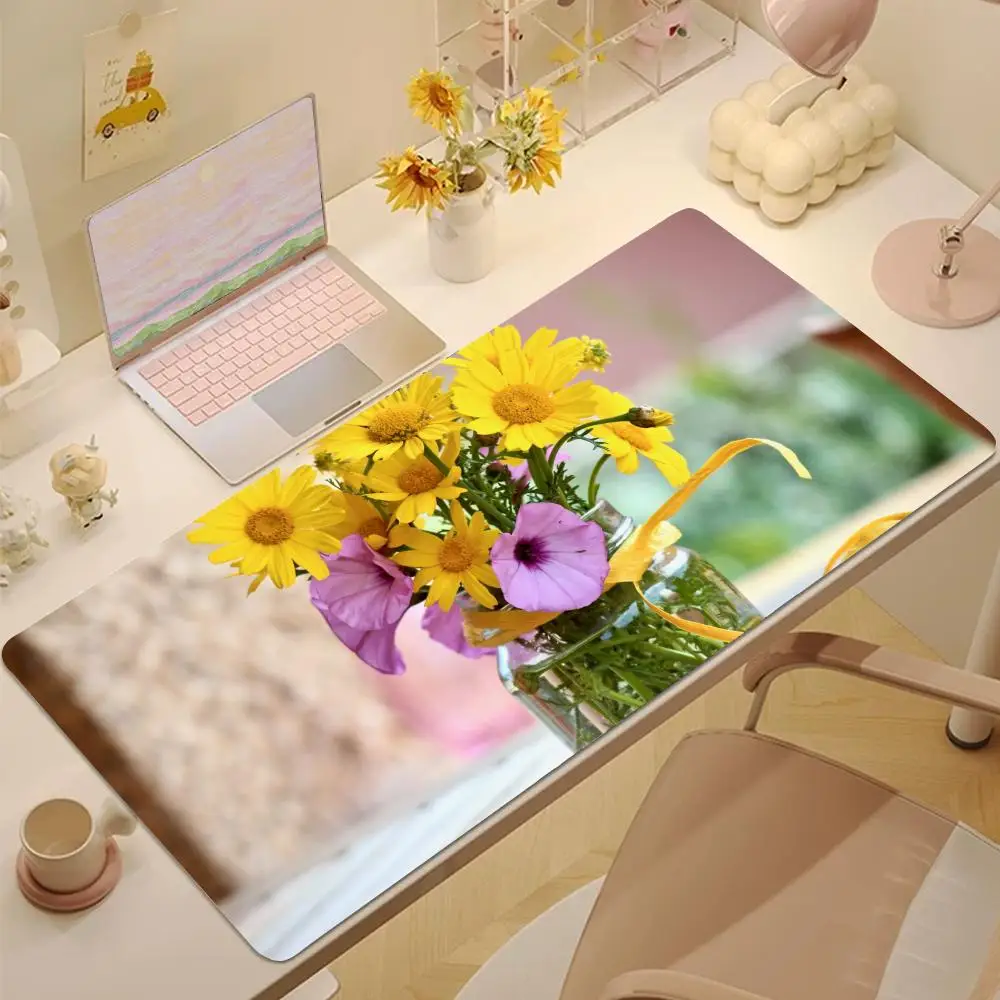 

flower in a bottle Mouse Pad Tablet mouse Pad Laptop xl desktop mouse pad, cute HD Rainbow Gaming keyboard pad, csgo 90x40