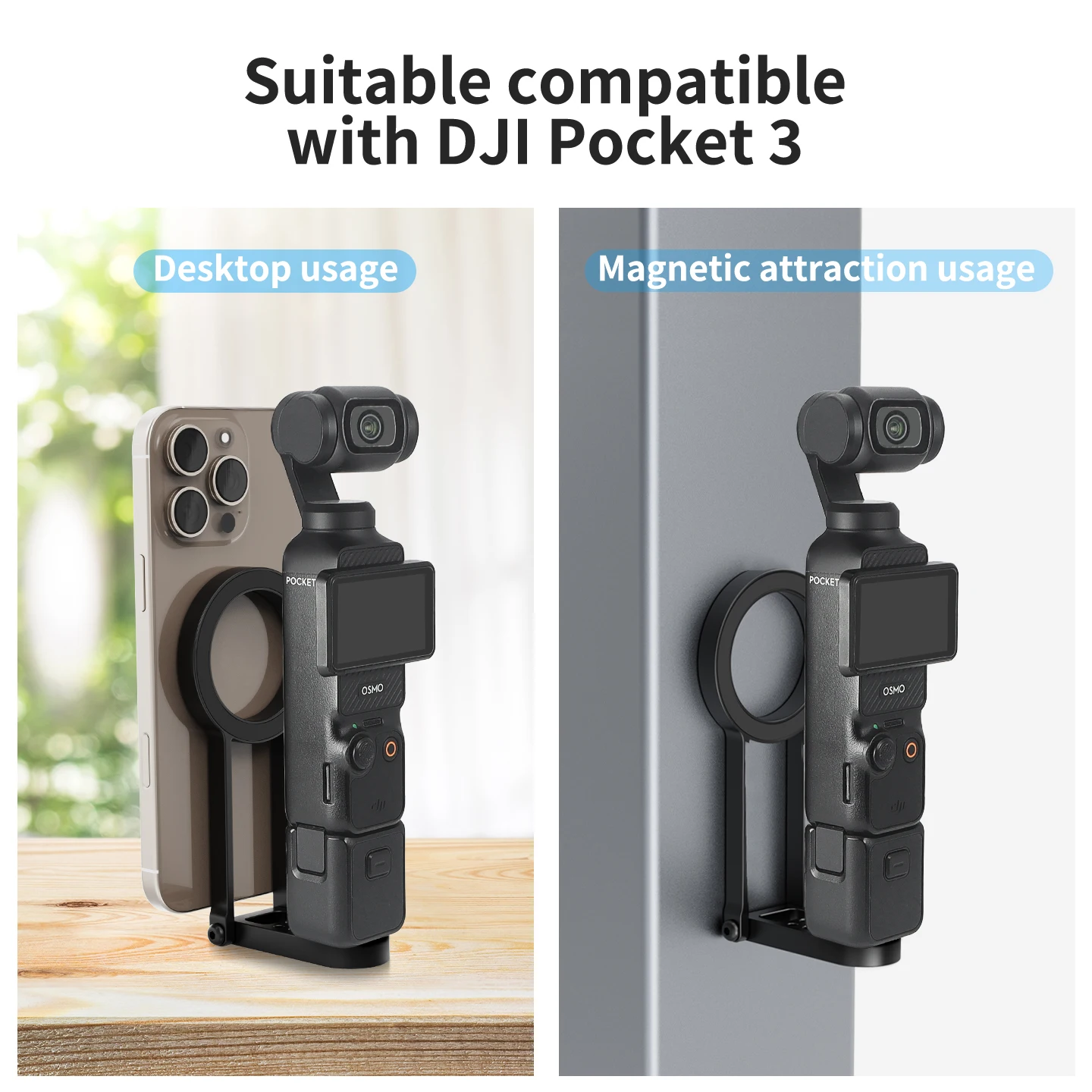 Magnetische Halterung mit Schnellverschluss, 360° Dämpfungs-Kugelkopf, Stativadapter für GoPro, DJI, Insta360, iPhone MagSafe, Lichtstativ – Detail 15