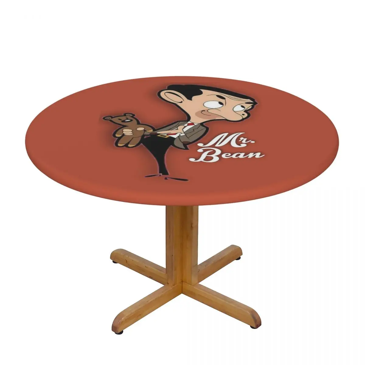 Mr. Bean Cartoon Waterproof Round Tablecloth Oilproof Table Cloth for Kitchen Events Dining Table Cover