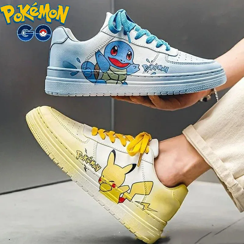 Pokémon Children Casual Sports Shoes, Pikachu and Squirtle, Contrasting Color Sneakers, Fashionable and Versatile Student Shoes