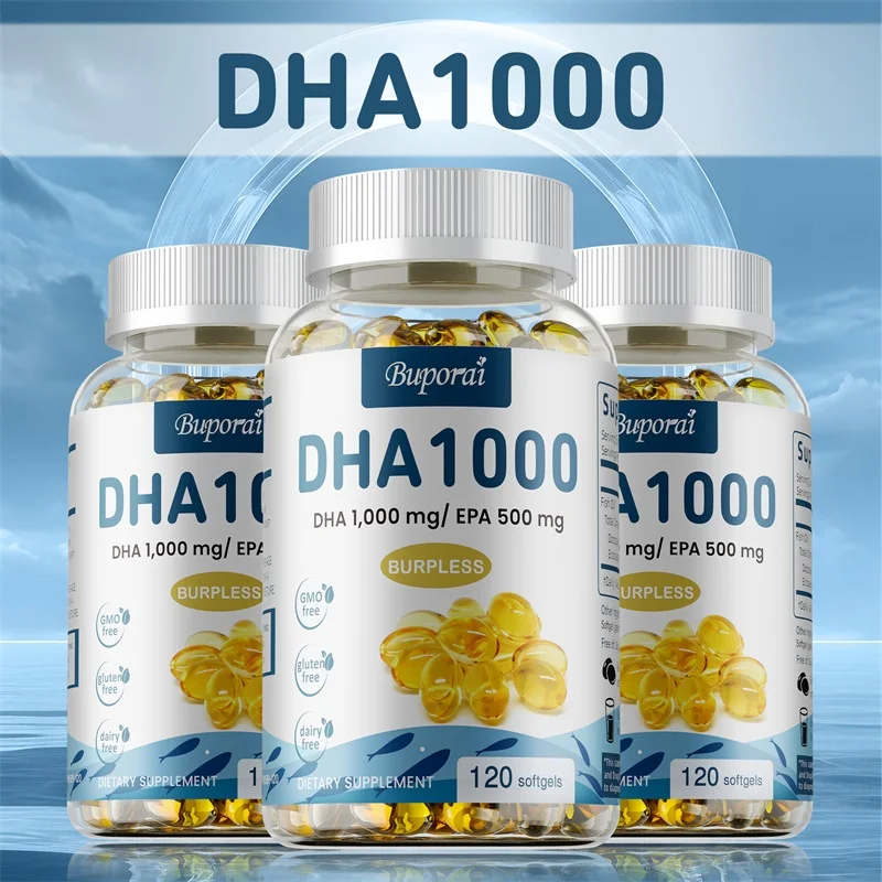 Omega 3 Fish Oil DHA Supplements - Enhances Memory, Concentration and Cognition, Promotes Brain and Eye Health