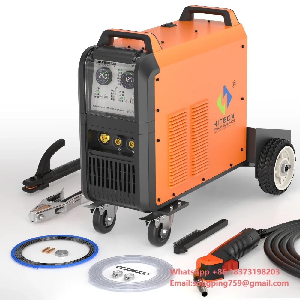 

300 Amp for HITBOX WHOLESALE HIM300DPP 3-in-1 Dual Pulse Welding Machine LIFT TIG MMA GAS MIG with 220V Input 0.8mm Solid Wire