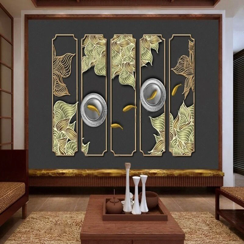 New Chinese-Style Minimalist Pattern Ironwork Decorative Screen TV Poster Luxurious Home Decoration Wall Sticker Pattern