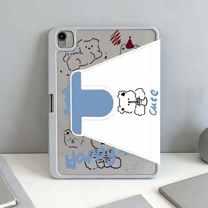 360°Rotatable Tri-Fold Stand Cover For iPad A16 2025 11 Air11/13 iPad 10.2 7/8/9 4/5 10.9 10th IPad Mini6 8.3 Pro 10.5 Pro11