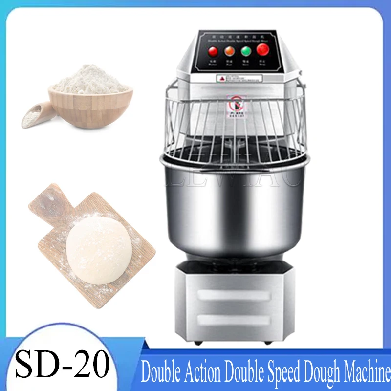 

CE Approved Bakery Shop 20Liter 90kg Spiral Dough Mixer Pizza Dough Kneading Machine Double Acting Double Speed