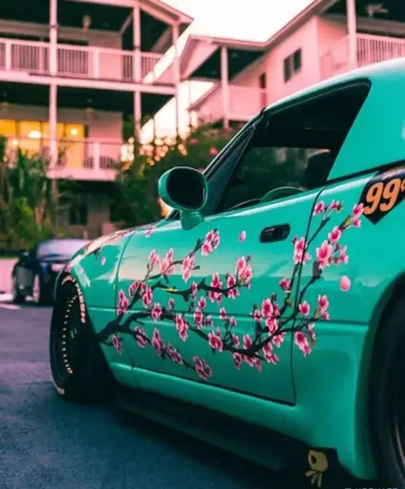 Sakura Cherry Blossom Car Livery, Japanese Theme Side Car Vinyl Livery, Universal Size, Large Vehicle Graphics, Car Livery, Anim