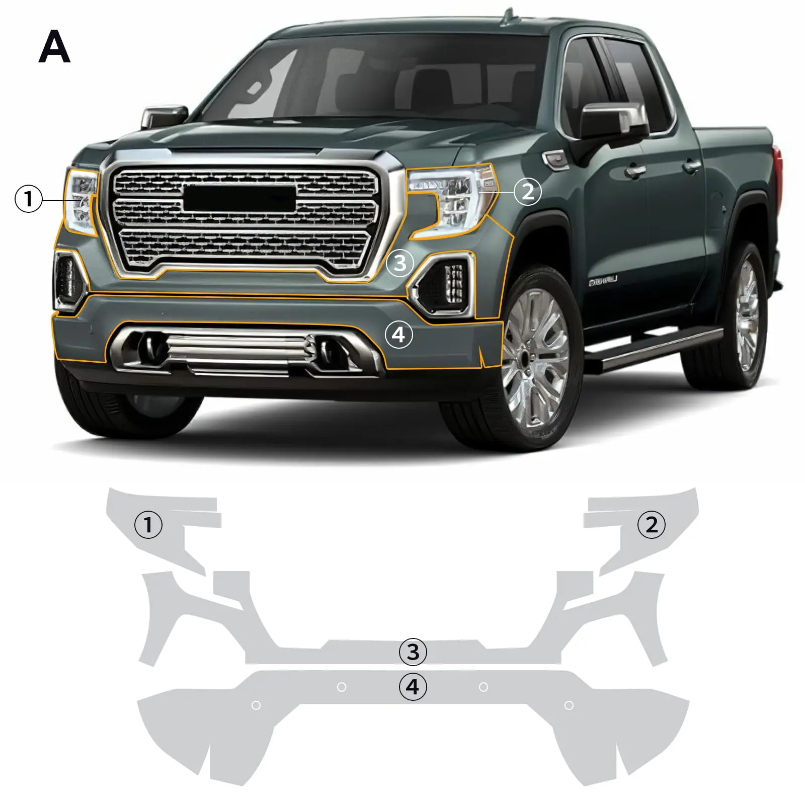 

For GMC Sierra 1500 2019-2021 TPU Body Bumper Door Pre-cut Sticker Paint Protection Film PPF Scratch-resistant And Transparent