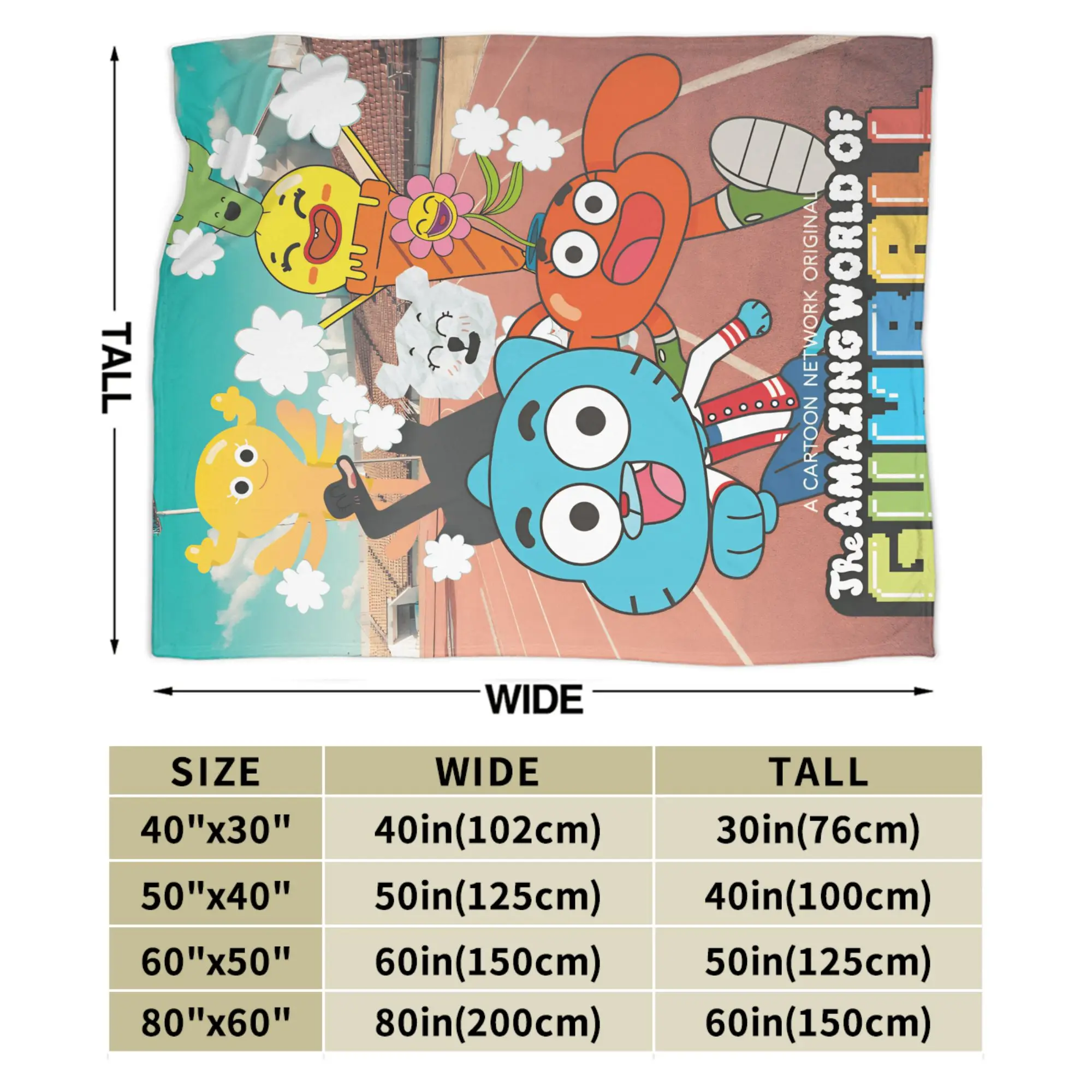 Koc The Amazing World Of Gumballs Miękki, ciepły, pluszowy pled na kanapę, fotel, łóżko, podróż, do biura, flanelowa narzuta na łóżko