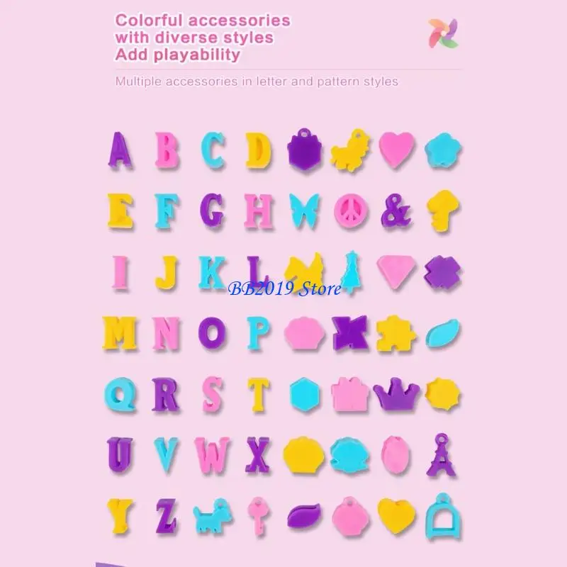 Q0KB Dziewczęcy zestaw biżuterii z koralików dla dzieci w wieku 5-12 lat Kreatywna sztuka i rzemiosło Prezent urodzinowy