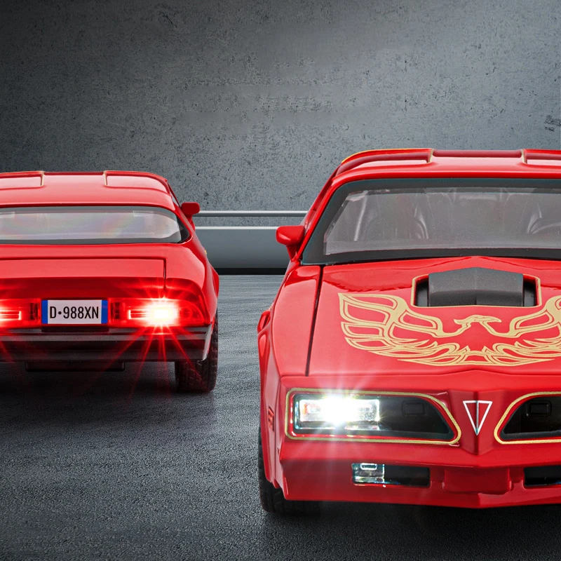 Nuevo modelo de coche musculoso de aleación Firebird 1:32, sonido y luz, juguete coleccionable para niños, regalo de cumpleaños