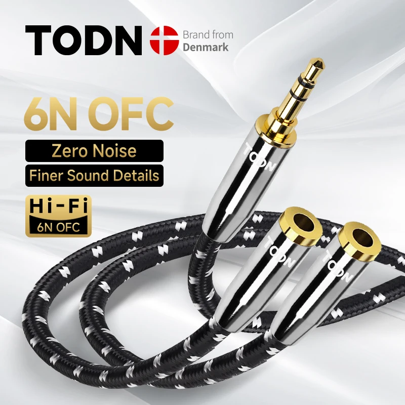 todn-hifi-6n-ofc-35mm-aux-cable-male-to-2-famale-gold-plated-jack-y-splitter-audio-cable-for-computer-amplifier