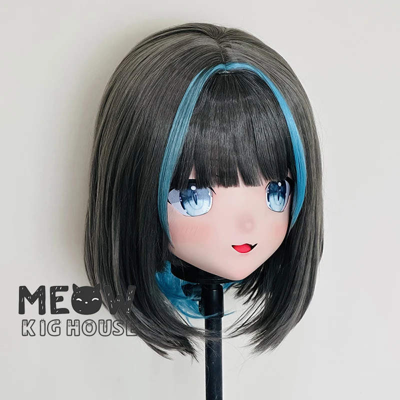(MEO570) Customize Handmade Full Head Lockable Crossdress Male to Female Japanese Cartoon Anime Game Character Kigurumi Mask