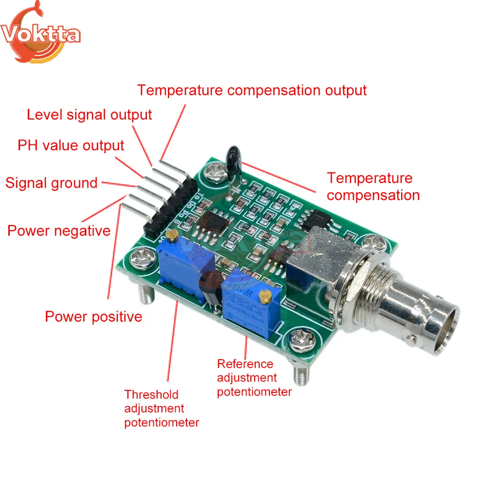 Liquid PH Tester PH Electrode Probe Tester Acidity and Alkalinity Sensor PH Value Data Detection Module Monitoring Control Board