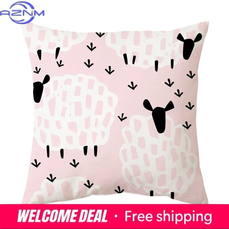 Home Car Sofa Pillowcase Printed  Yellow  Decorative