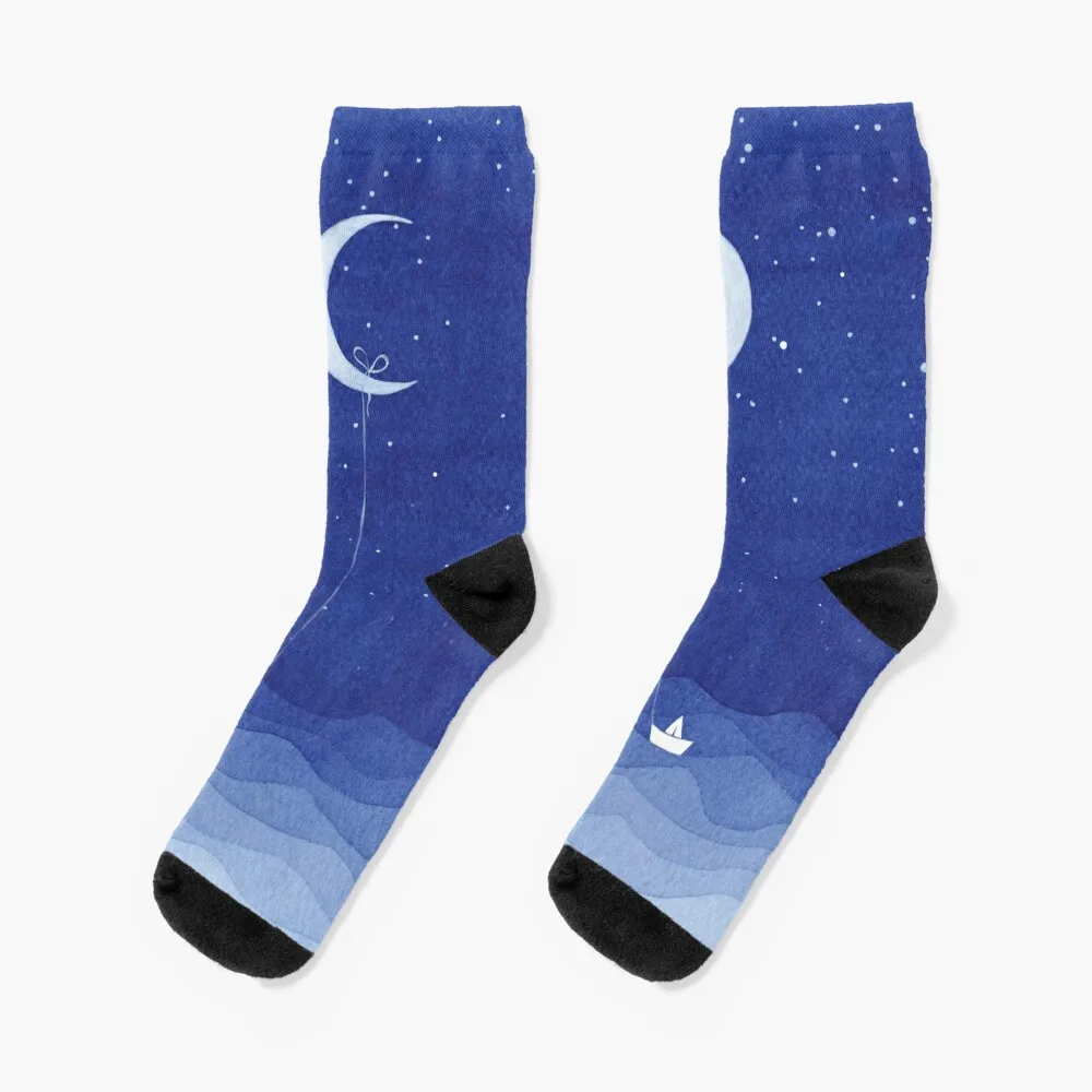 

Follow the moon Socks cute funny gifts moving stockings heated Socks Male Women's