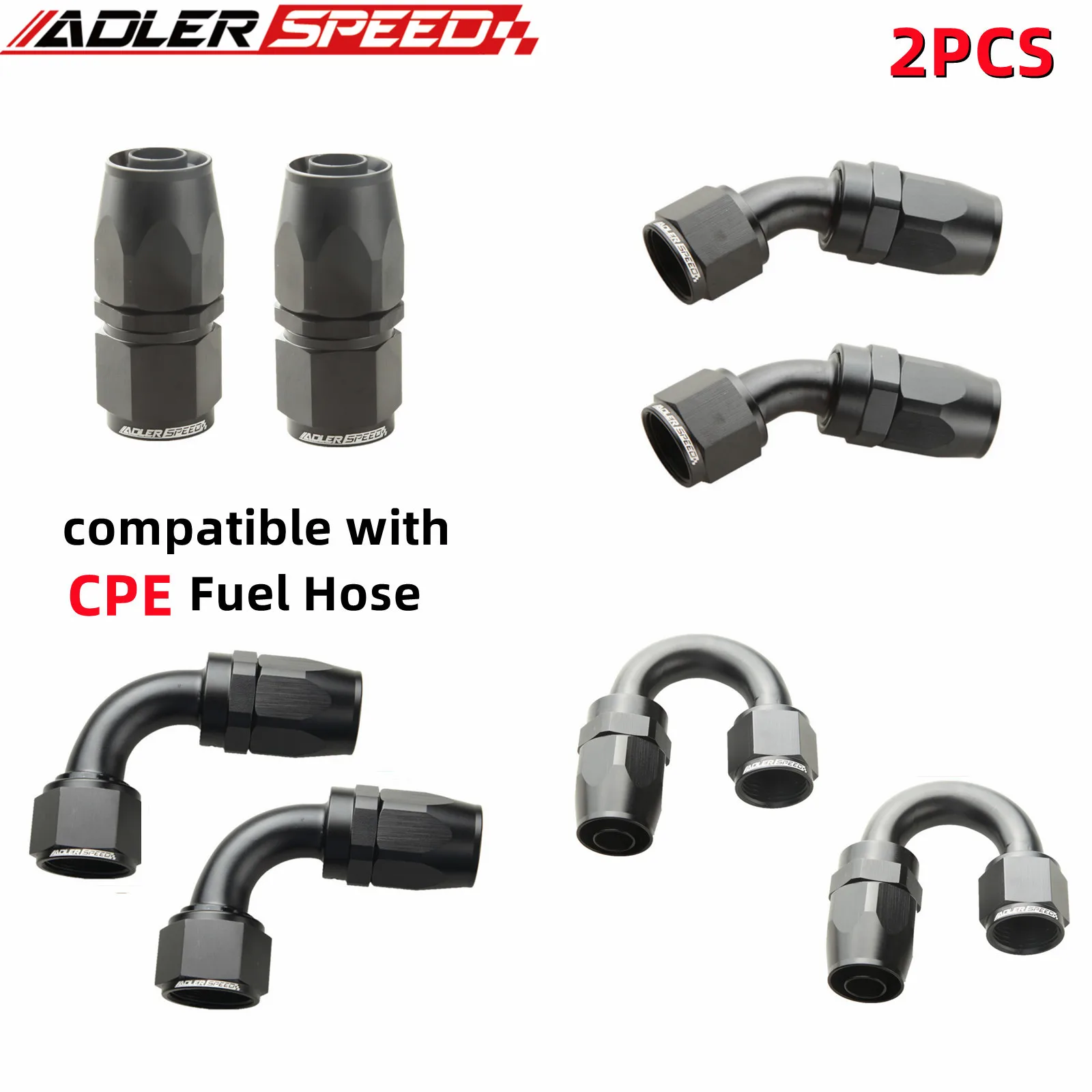 

ADLERSPEED 2 шт.-10 ан10 прямой 0 °/45 °/90 °/180 ° поворотный конец шланга для масла/топлива/газа черный адаптер