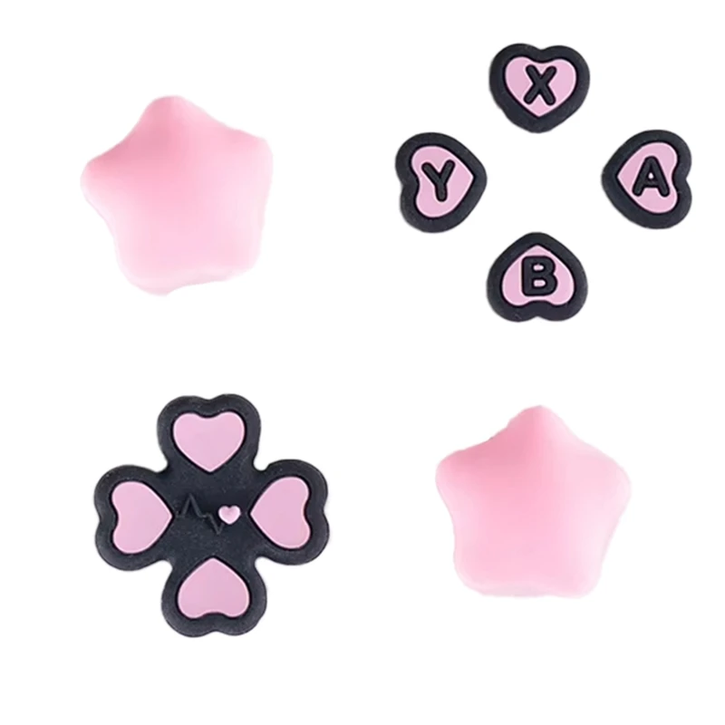 

N15R-Love силиконовый мягкий D-Pad крестовая кнопка ABXY наклейка на ключ кожаный чехол для переключателя Oled Joy-Con ручка для большого пальца крышка