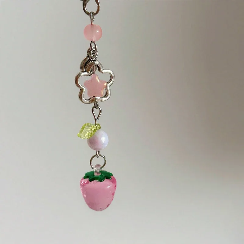 Lightweight Strawberry Bag Charm Delicate Keychain Charm Sweet Strawberry Phone Pendant Suitable for Various Occasions