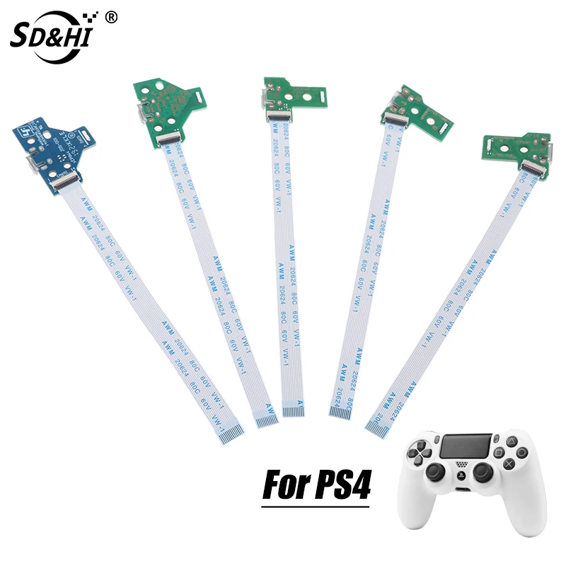 Porta de carregamento USB Socket Circuit Board, conector para PS4 Controlador, 12Pin, JDS, 011, 030, 040, 055, 14Pin, 1Pc